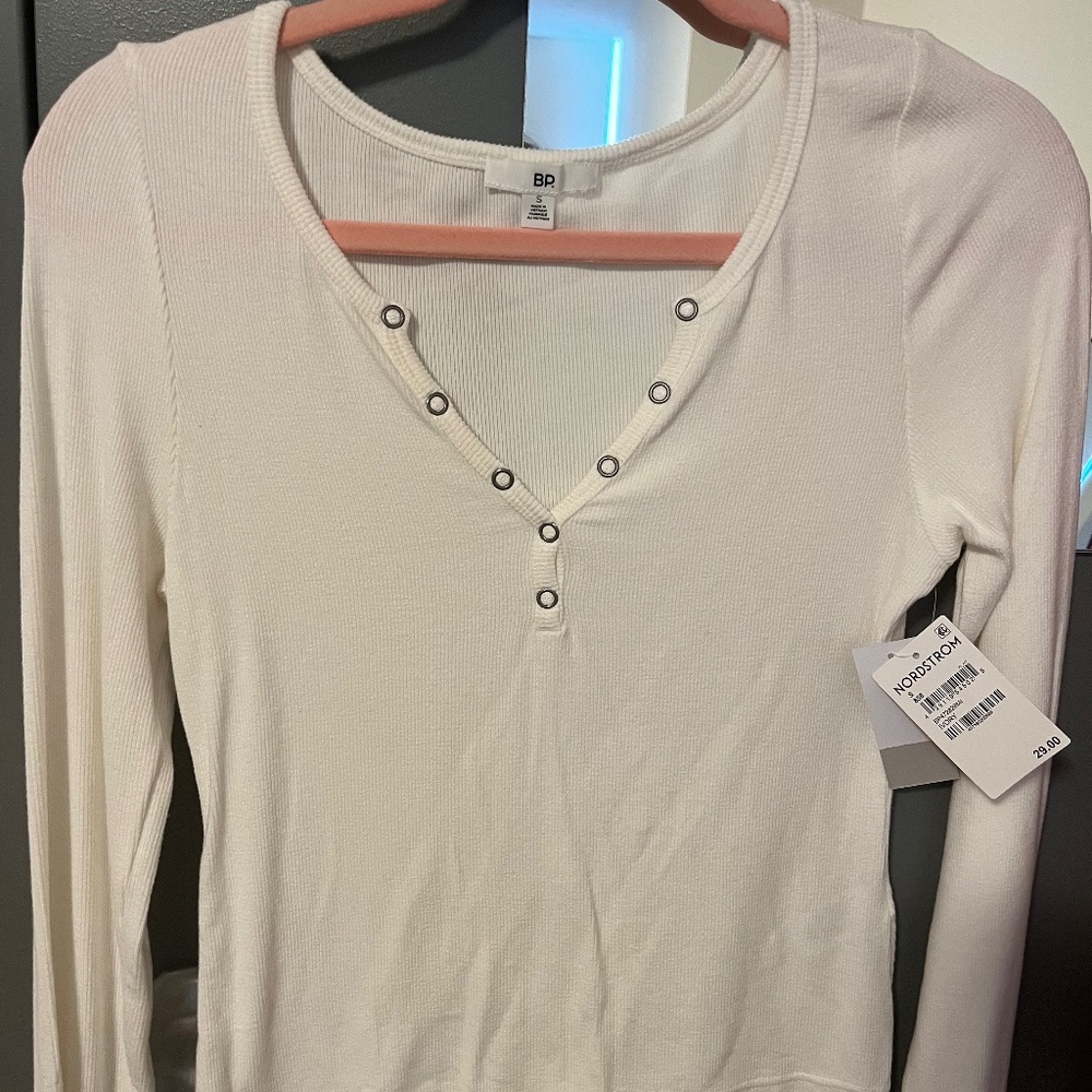 NWT White Henley top Nordstrom